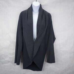 Threads Saks Fifth Ave Cardigan Women S Italian Merino Wool Grey Rib Knit Lagum